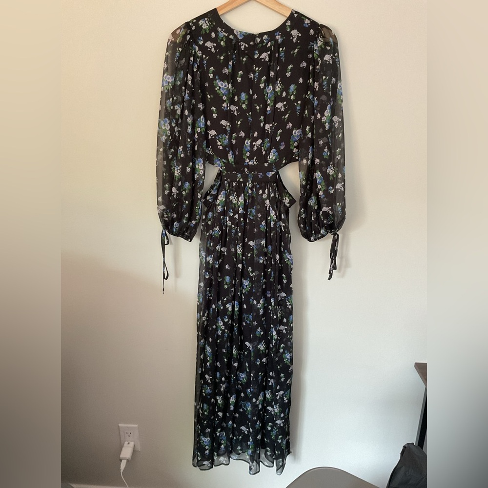 NWT Maje Long Cut Out Dress in Blue Bouquet - Picture 14 of 14